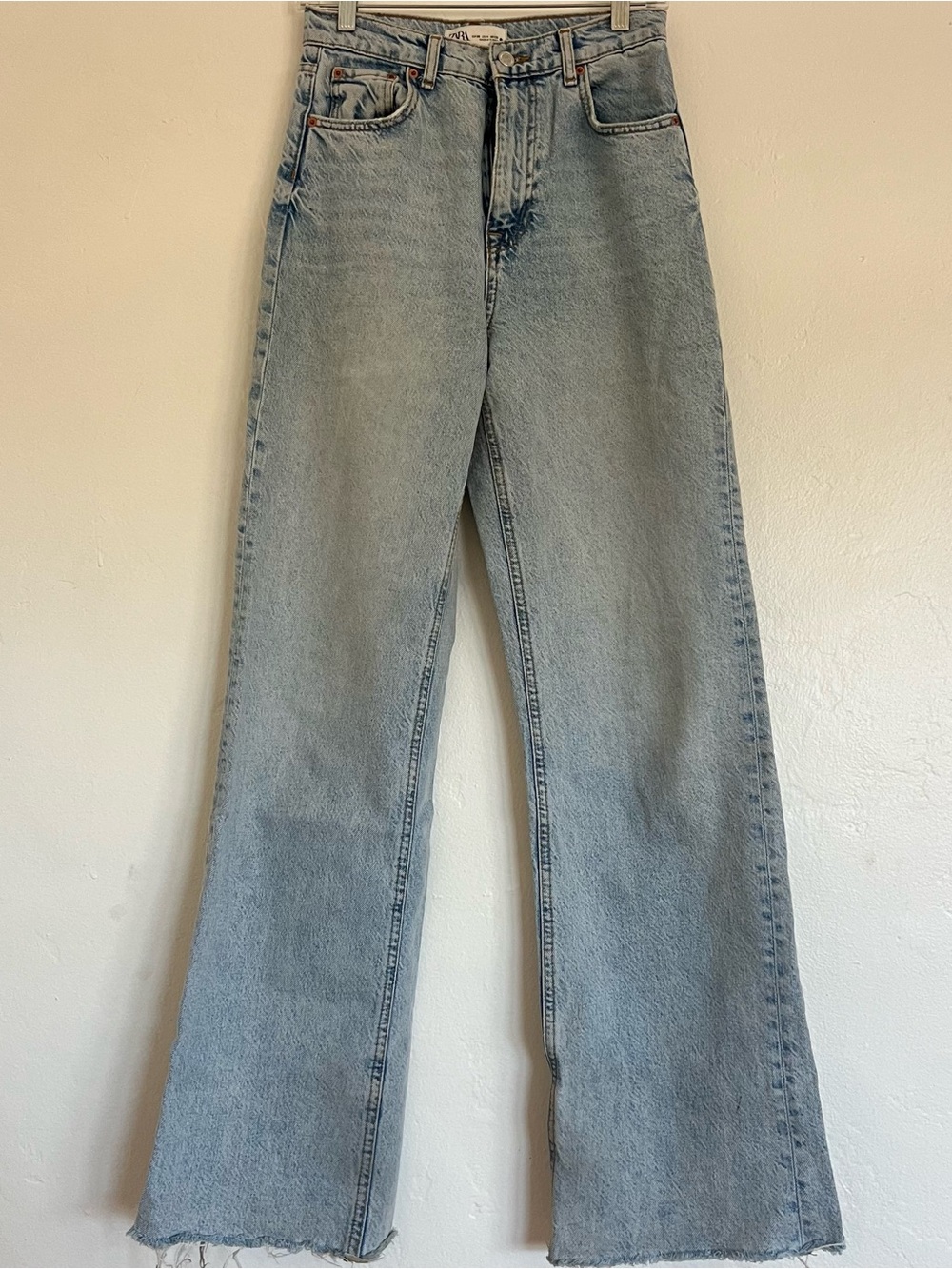 Zara Light Blue Wide-Leg High-Rise Jeans